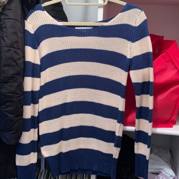 Navy and cream striped sweater - Picture 1 of 1